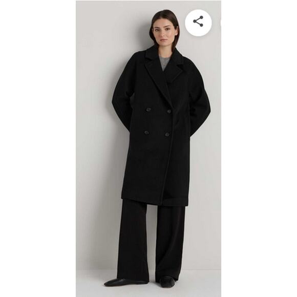 Quince Italian Wool Cashmere Double-Breasted Slouch Coat Size S NWT - Picture 4 of 4